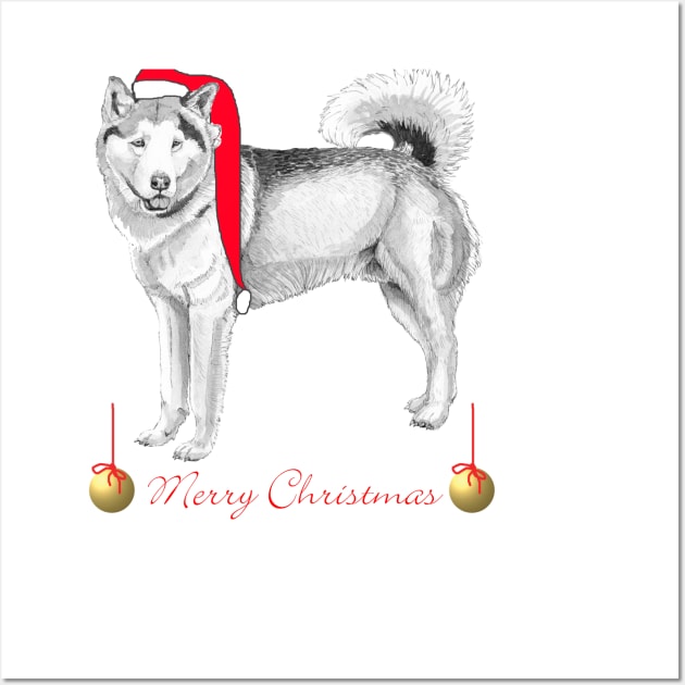 Alaskan malamute - christmas Wall Art by doggyshop